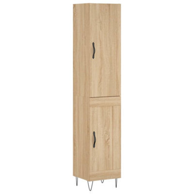 Berkfield Elegant Highboard Sonoma Oak 34.5X34X180 Cm Engineered Wood - image 1