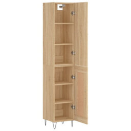 Berkfield Elegant Highboard Sonoma Oak 34.5X34X180 Cm Engineered Wood - thumbnail 4
