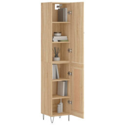 Berkfield Elegant Highboard Sonoma Oak 34.5X34X180 Cm Engineered Wood - thumbnail 3