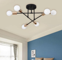 Chandelier 6 Lights Semi Flush Chandelier 6Xe27(Included)Black And Gold - thumbnail 3