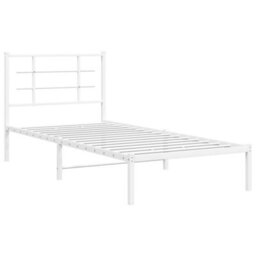 Berkfield Metal Bed Frame Without Mattress With Headboard White 90X190Cm - thumbnail 3