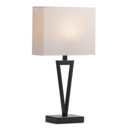 Lighting Supermarket V Design Black Slimline Table Lamp With Ivory Linen Shade - thumbnail 2