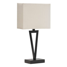 Lighting Supermarket V Design Black Slimline Table Lamp With Ivory Linen Shade - thumbnail 1
