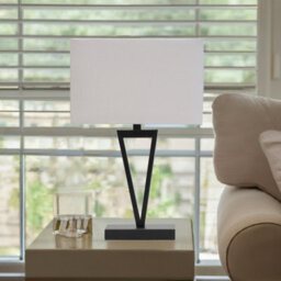 Lighting Supermarket V Design Black Slimline Table Lamp With Ivory Linen Shade - thumbnail 5