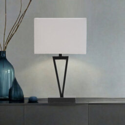 Lighting Supermarket V Design Black Slimline Table Lamp With Ivory Linen Shade - thumbnail 4