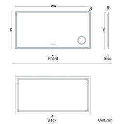 AVER-GROWTH Led Bathroom Mirror With Bluetooth 3 Colour Light, Demister Anti-Fog 3X Magnifying Clock Touch/wall Switch Illuminated 1600X800mm - thumbnail 9