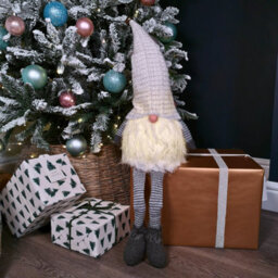 Samuel Alexander 79Cm Battery Operated Christmas Gonk With Dangly Legs Decoration In Light Grey - thumbnail 2