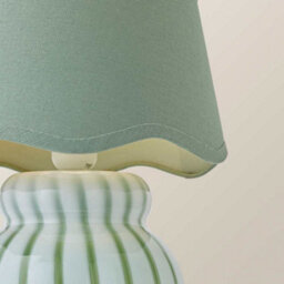 Valuelights Taffy Green Stripe Glass Table Lamp With Sage Scallop Shade And Bulb - thumbnail 3