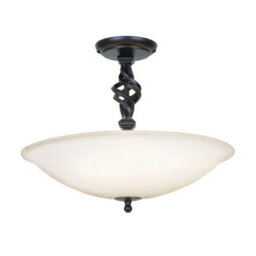 Elegant 3 Bulb Semi Flush Light With Swirl Detailing - Black Led E14 60W