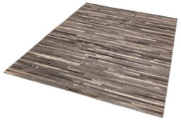Grey Handmade , Luxurious , Modern , Cowhide Wasy To Clean Leather Striped Rug For Living Room, Bedroom - 120Cm X 170Cm - thumbnail 3