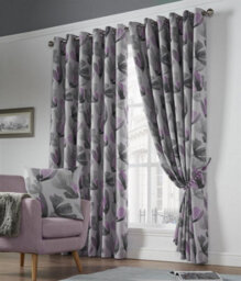 Luxury Living Amsterdam Printed Eyelet Ring Top Curtains Purple