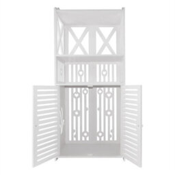 Bathroom Floor Storage Cabinet Cupboard Free Standing Unit W/ 2 Doors 4 Tier