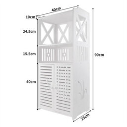 Bathroom Floor Storage Cabinet Cupboard Free Standing Unit W/ 2 Doors 4 Tier - thumbnail 2