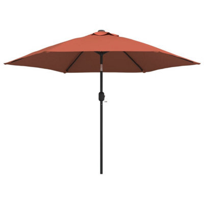 Berkfield Outdoor Parasol With Led Lights And Steel Pole 300 Cm Terracotta - image 1