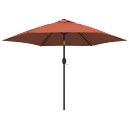 Berkfield Outdoor Parasol With Led Lights And Steel Pole 300 Cm Terracotta - thumbnail 1