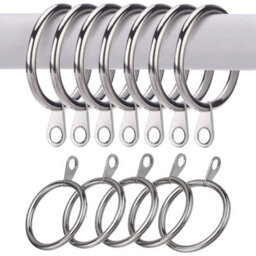 Stadux Metal Curtain Pole Rings 30mm Inner Diameter, Pack Of 20, Rust Resistant, Silver, For Standard Curtain Poles - thumbnail 1