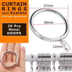 Stadux Metal Curtain Pole Rings 30mm Inner Diameter, Pack Of 20, Rust Resistant, Silver, For Standard Curtain Poles - thumbnail 2