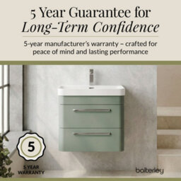 Balterley Croxden 600mm Wall Hung 2 Drawer Vanity Unit With Thin Edge Ceramic Basin - Fern Green - thumbnail 6