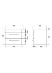 Balterley Croxden 600mm Wall Hung 2 Drawer Vanity Unit With Thin Edge Ceramic Basin - Fern Green - thumbnail 8