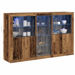 Berkfield Sideboard With Led Lights Old Wood 162X37X100 Cm Engineered Wood - thumbnail 3