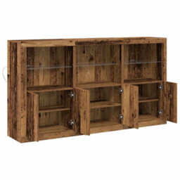 Berkfield Sideboard With Led Lights Old Wood 162X37X100 Cm Engineered Wood - thumbnail 6
