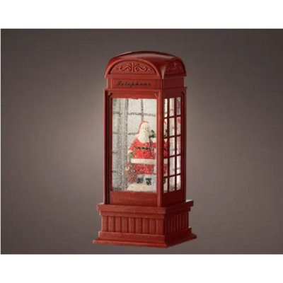 Kaemingk Led Water Spinner Snow Globe Plastic Telephone Booth Indoor Christmas Decoration L.11Cm W.11Cm H.25Cm - image 1