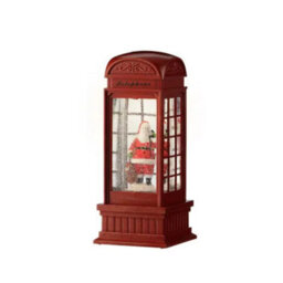 Kaemingk Led Water Spinner Snow Globe Plastic Telephone Booth Indoor Christmas Decoration L.11Cm W.11Cm H.25Cm - thumbnail 2