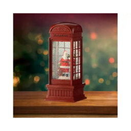 Kaemingk Led Water Spinner Snow Globe Plastic Telephone Booth Indoor Christmas Decoration L.11Cm W.11Cm H.25Cm - thumbnail 3