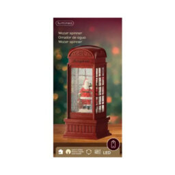 Kaemingk Led Water Spinner Snow Globe Plastic Telephone Booth Indoor Christmas Decoration L.11Cm W.11Cm H.25Cm - thumbnail 4