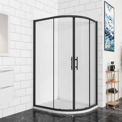 AVER-GROWTH 1200X800X1850mm Matt Black Bathroom Quadrant Shower Enclosure Shower Screen Door Safety Glass - image 1