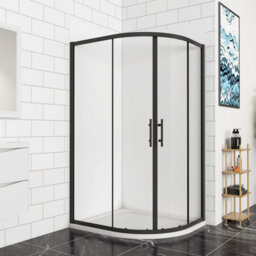 AVER-GROWTH 1200X800X1850mm Matt Black Bathroom Quadrant Shower Enclosure Shower Screen Door Safety Glass