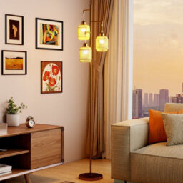Costway 3-Light Floor Lamp Freestanding Tall Pole Light With Foot Switch-Golden - thumbnail 8