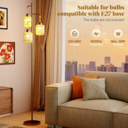 Costway 3-Light Floor Lamp Freestanding Tall Pole Light With Foot Switch-Golden - thumbnail 5