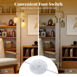 Costway 3-Light Floor Lamp Freestanding Tall Pole Light With Foot Switch-Golden - thumbnail 6