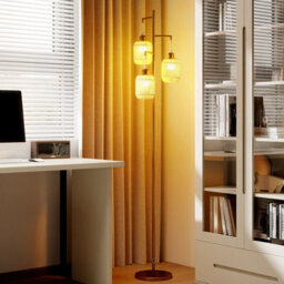 Costway 3-Light Floor Lamp Freestanding Tall Pole Light With Foot Switch-Golden - thumbnail 2