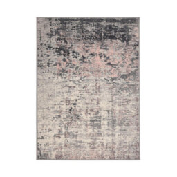 Melrose Abstract Faded Design Grey Pink Blended Colours Indoor Large Area Rug 160X230Cm - thumbnail 4