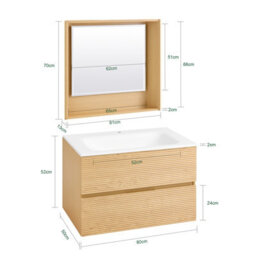 Sobuy Bzr198-N Bathroom Vanity Set With Wall Mirror Narrow Ceramic Washbasin Cabinet Storage Shelf,neutral - thumbnail 3