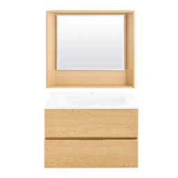 Sobuy Bzr198-N Bathroom Vanity Set With Wall Mirror Narrow Ceramic Washbasin Cabinet Storage Shelf,neutral - thumbnail 1