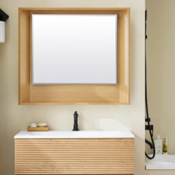 Sobuy Bzr198-N Bathroom Vanity Set With Wall Mirror Narrow Ceramic Washbasin Cabinet Storage Shelf,neutral - thumbnail 4