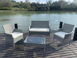 MCC Direct Rattan Garden Furniture Outdoor Patio Seating Table, Chairs And Sofa Set Roger Grey - thumbnail 1