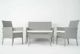 MCC Direct Rattan Garden Furniture Outdoor Patio Seating Table, Chairs And Sofa Set Roger Grey - thumbnail 2