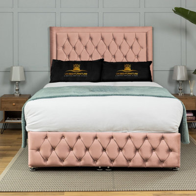 UKBEDFURNITURE Kingston Plush Pink End Opening Divan Ottoman Bed With 54 Inch Headboard - image 1