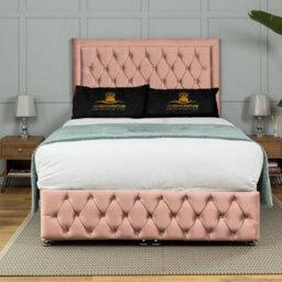 UKBEDFURNITURE Kingston Plush Pink End Opening Divan Ottoman Bed With 54 Inch Headboard - thumbnail 1