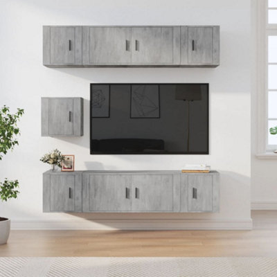 Berkfield 7 Piece Tv Cabinet Set Concrete Grey Engineered Wood - image 1