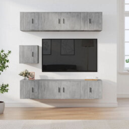 Berkfield 7 Piece Tv Cabinet Set Concrete Grey Engineered Wood - thumbnail 1