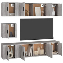 Berkfield 7 Piece Tv Cabinet Set Concrete Grey Engineered Wood - thumbnail 3