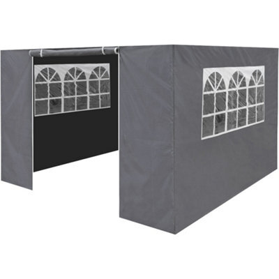 Loops Side Walls Door & Windows For 3X3M Pop-Up Gazebo - Grey - Garden Party Tent - image 1