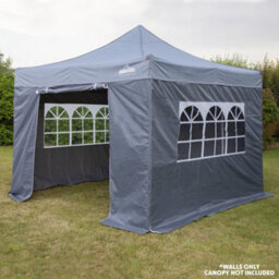 Loops Side Walls Door & Windows For 3X3M Pop-Up Gazebo - Grey - Garden Party Tent - thumbnail 5
