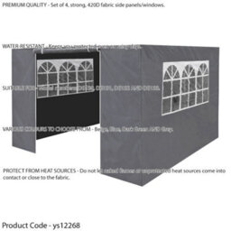 Loops Side Walls Door & Windows For 3X3M Pop-Up Gazebo - Grey - Garden Party Tent - thumbnail 2