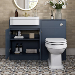 Affine 1120mm Traditional Vanity Basin Unit & Btw Toilet Combi Bathroom Furniture Blue - thumbnail 2